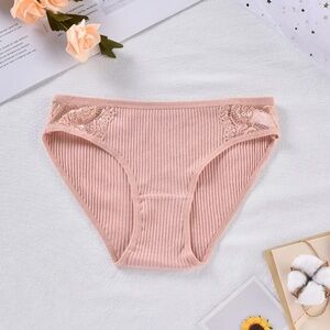 5/$20 New Pink Cotton Briefs Underwear Period Panties with Lace Detail Bundle